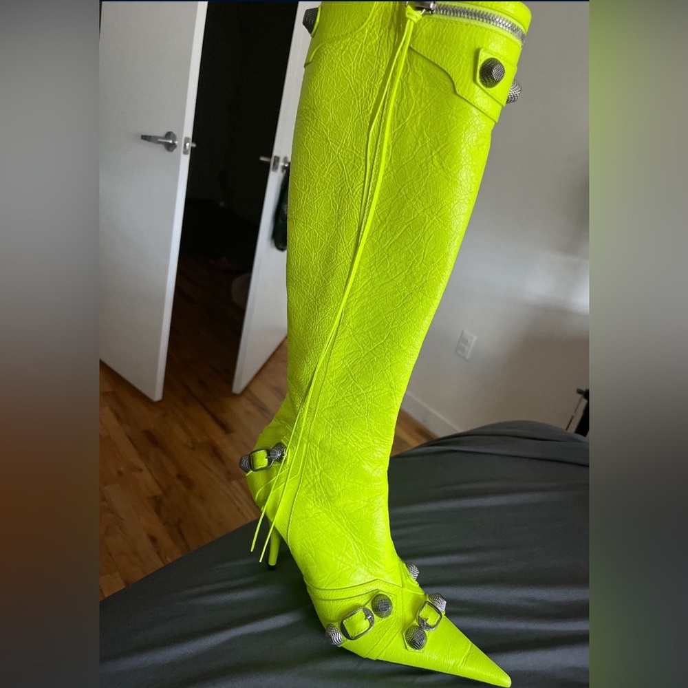 Balenciaga Cagole Neon Yellow Heel Boot